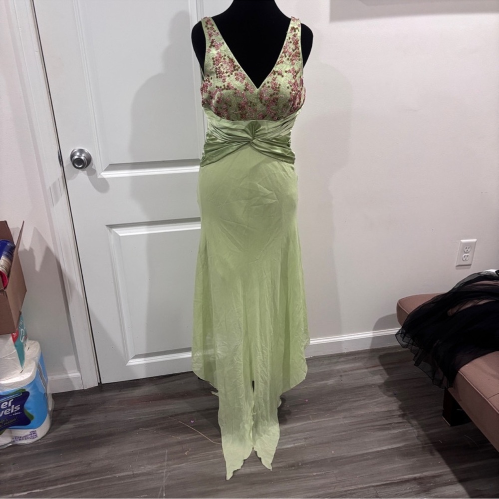 JS Boutique Asymmetrical Floral Green Dress